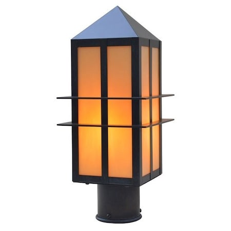 Arroyo Craftsman 7" Bexley Post Mount, Raw Copper, Rain Mist Glass BEP-7RM-RC